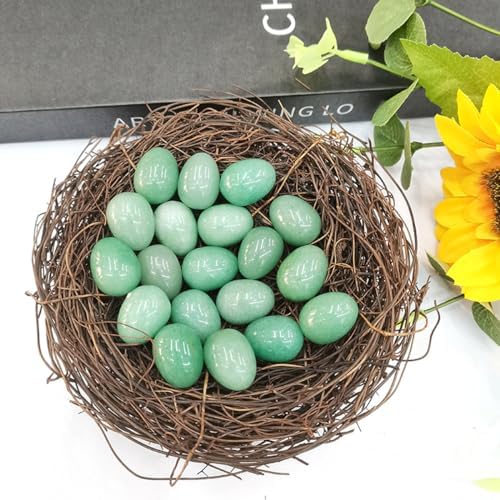 Erliway Natural Green Aventurine Crystal Eggs for Easter Day, 1.2 x 0.8" Palm Stone Egg, Polished Pocket Worry Gemstones, Crystals for Reiki Balancing Wicca Meditation Energy Anxiety Relax Decor