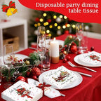 Fulmoon 120 Pcs Christmas Cocktail Paper Napkins Disposable 2 Ply Santa Beverage Napkins Decoupage Xmas Tree Towel for Christmas Party Dinner Table Supplies (Classic Style)
