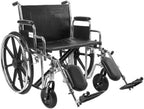 24" Bariatric Wheelchair, Steel Frame, Black, Detachable Desk Arm, Swing Away Elevating Leg Rest, 450 Lb. Capacity