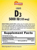 Sundance Liquid Vitamin D3 5000 IU | 2 Fluid Ounces | Essential Vitamin Liquid Drops | Vegetarian, Non-GMO, and Gluten Free Supplement