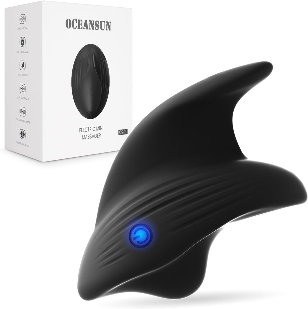 OCEANSUN Soft Finger Massage Ball, Waterproof Rechargeable Mini Massage Tool (Black)