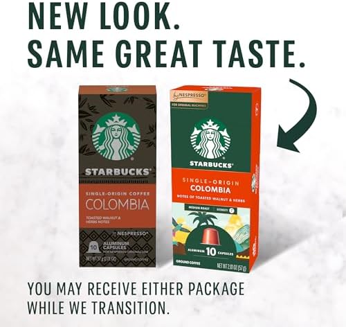 Starbucks by Nespresso Original Line, Single-Origin Colombia, Medium Roast Coffee, 50-count Espresso Pods