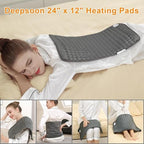Deepsoon Heating Pad,Electric Heating Pads for Back,Neck,Moist Heating Pad for Abdomen Shoulder Knee Legs,Dry/Moist Heat&Auto Shut Off,Mother's Day Birthday for Men and Women,Dark Gray,24x12 Inch