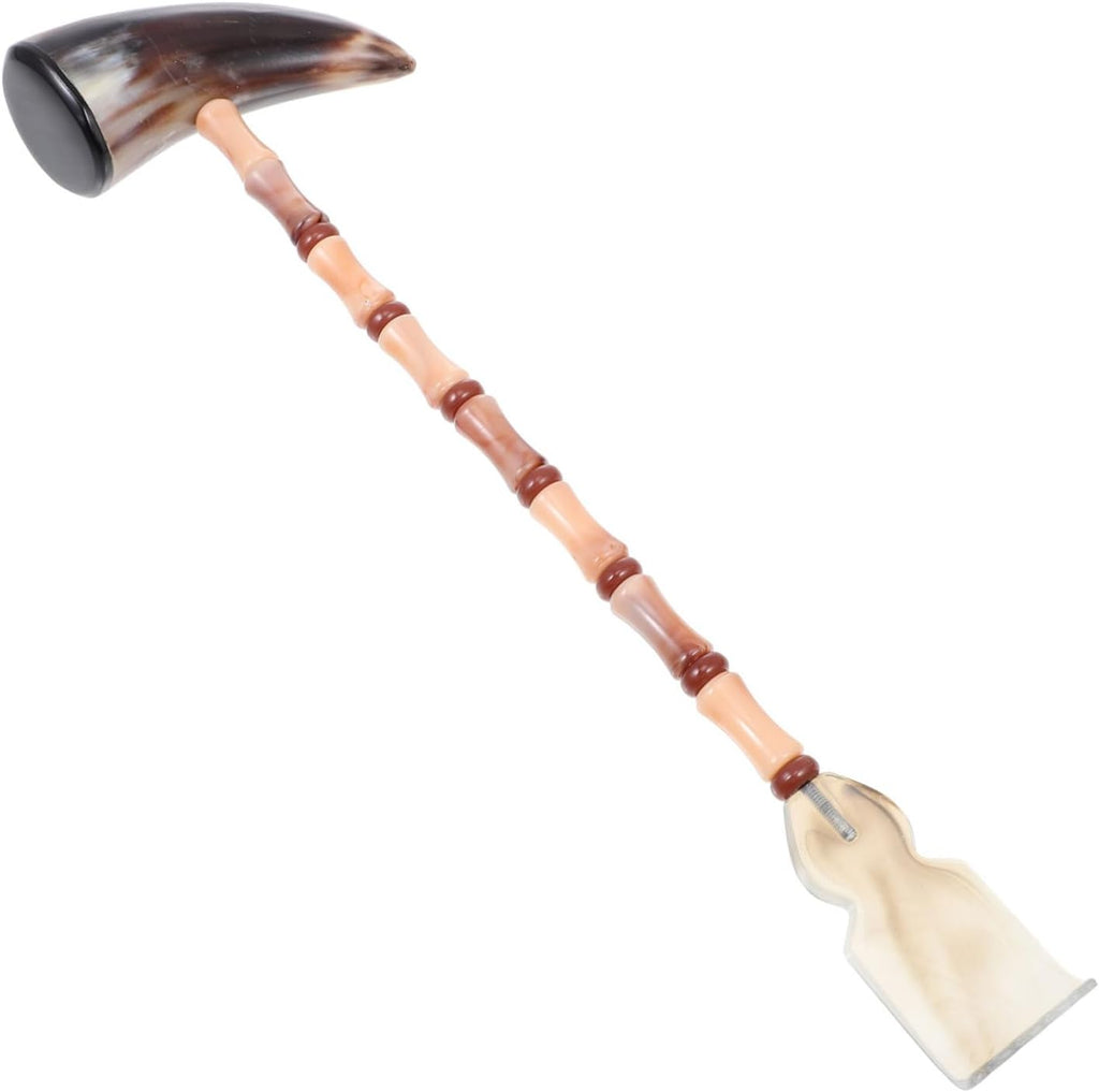 Hand Held Back Massager Stick Ox Horn Scratcher Tool for Body Relaxation