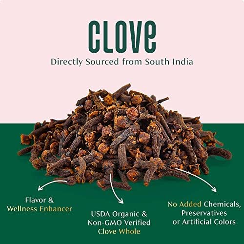 VAHDAM, Organic Clove Whole (1.7oz/50g) Handpicked Whole Cloves, Gluten Free, Non GMO, 100% Raw | Warm & Flavorful Spice | Great for Cooking, Smoothies, Pomander Balls, Potpourri & Tea