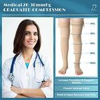 Newcotte Compression Socks with Zipper for Women Thigh High Compression Stockings 20-30mmhg Support Socks for Women Men
