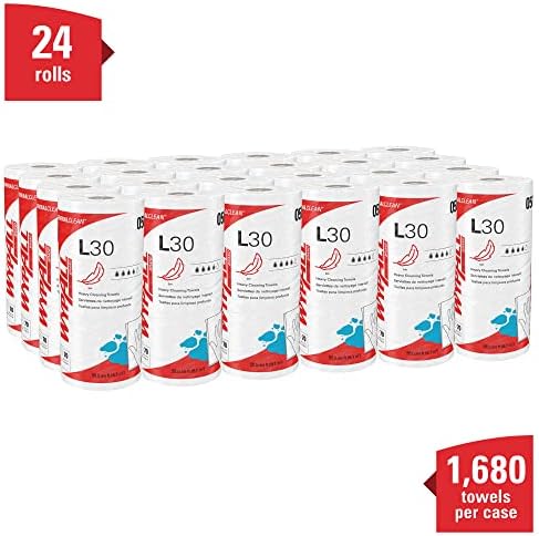 WypAll GeneralClean L30 Cloths Heavy Duty Cleaning Wipes (05843), Strong and Soft Bulk Paper Wipers, White (70 Sheets/Roll, 24 Rolls, 1,680 Sheet Total)