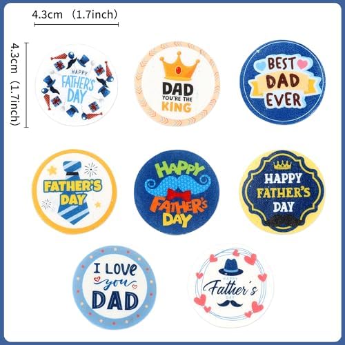 Father’s Day Cake Decorations, 56 Pcs Edible Rice Paper Cupcake Toppers, Dad-Themed Designs for Cake & Dessert Decorations,Party Supplies (Circle 1)