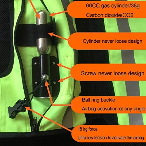 Reflective Protective Airbag Vest Motorcycle Anti-Fall Vest 600D Canvas Fabric, Wear-Resistant and Breathable Washable (No CO2 Gas Cylinder) (Color : D Black, Size : Large)