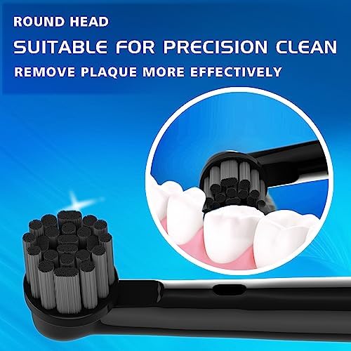 Bamboo Charcoal Replacement Brush Heads Fit for Oral B Electric Toothbrushes, 8PCS, Black, Charcoal Infused Bristles Refill for Vitality, for Triumph ProfessionalCare, for Pro Series