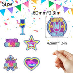 18-piece neon cupcake toppers set Let's Glow Hip Hop Happy Birthday decorations for boys and girls themed birthday parties, kids neon theme parties, and glow crazy themed party decorations. SugarGera