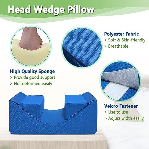 AOSSA Neck Stabilizer Pillow for Sleeping Upright, Head Cradle Pillow, After Surgery Positioning Pillows for Adults Elderly, Bedridden Neck Support Wedge for Bed, Head Positioner, Face Up Pillow