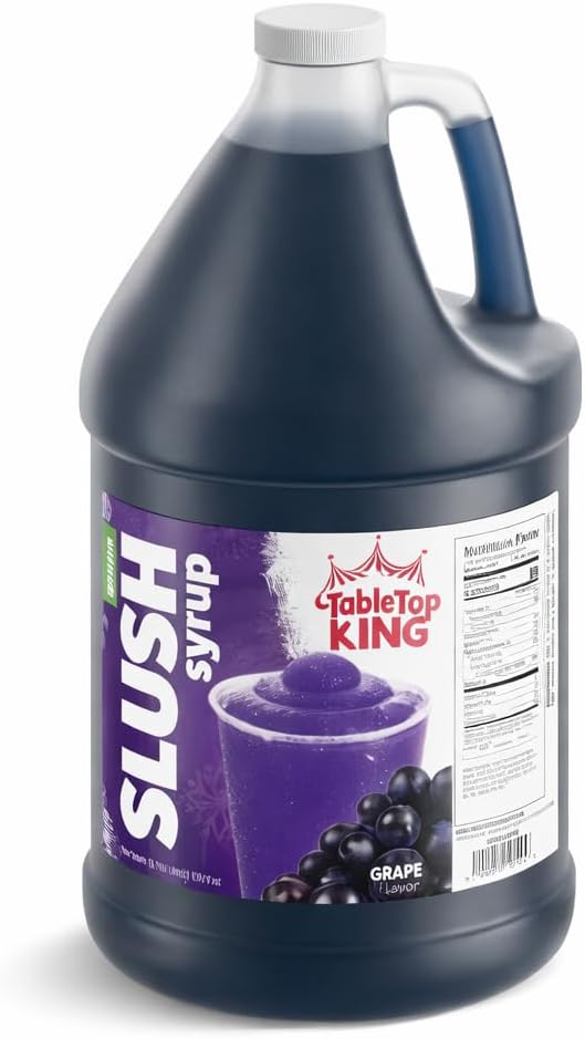 Grape Slushy Mix 1 Gallon Concentrate – Frozen Drink Syrup for Slushie Machine, Granita Maker & Snow Cone Machine – 5:1 Commercial Beverage Mix – Shaved Ice Flavoring – 48 Servings – Gluten Free – Made in USA