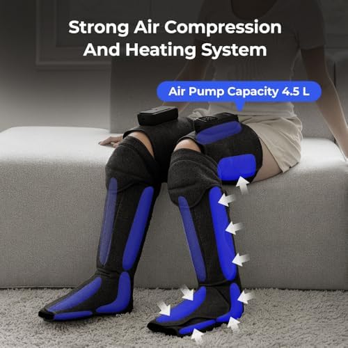 HuBDIC HubiCare Cordless Leg Massager with Heat and Air Compression for Circulation and Pain Relief, 5 Modes with 5 Intensities, Reduce Swelling, Muscles Relaxation Device (Black)