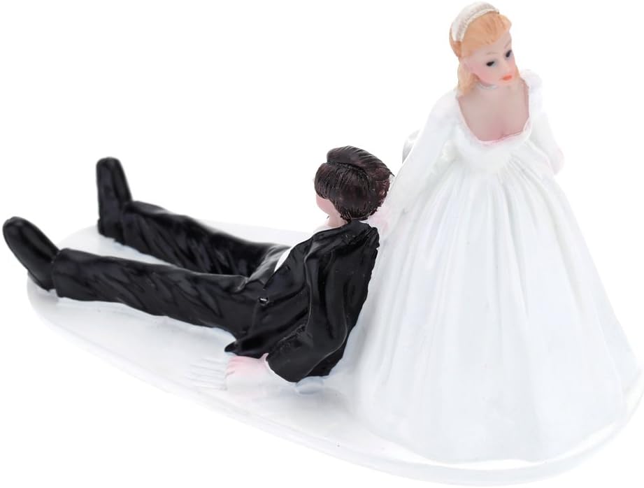 Cake Topper Bride Dragging Groom Funny Reluctant Groom Figurines Wedding Cake Topper Romantic Wedding Party Decoration Adorable Figurine Craft Gift