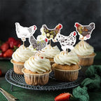 36Pcs Cute Chicken Hen Cupcake Toppers Egg Hatching Hens Cupcake Picks for Mother Hen Theme Birthday Party Chicken Farm Animals Baby Shower Girls Boys Birthday Party Cupcake Decorations