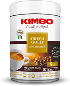 Kimbo Aroma Gold 100% Arabica - 250g Tin for Rich, Bold and Flavorful Italian Espresso, Made in Italy