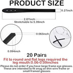 20 Pairs Temple Tips for Eyeglasses, Comfort Silicone Eyeglass Arm Covers, Replacement Ear Pieces for Glasses Black