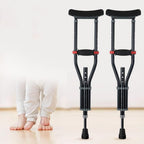 KADEUX Axillary Crutch for Kids, Adjustable Crutches Children Mobility Aid, Ergonomic Underarm Crutches, Canes for Walking, Aluminum Alloy, Black(x2 Units)
