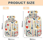 Colorful Cartoon Dogs Classic Hot Water Bottle with Cover, 1 Liters Durable Hot Water Bag for Tummy Cramps Neck and Shoulder Waist Pain Relief, Hot and Cold Compress
