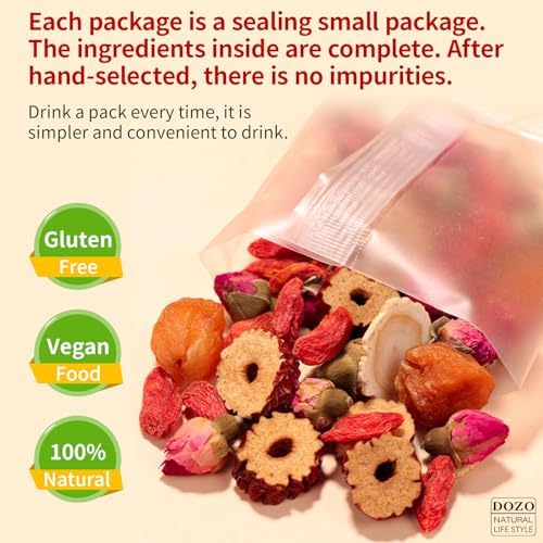 DOZO Ginseng Longan Red Jujube Tea Bag (20 Pack) Longan Goji Red Jujube Tea Women Replenish Qi Combination Herbal Tea 10.58oz/300g 人参桂圆红枣茶