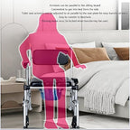 Mobile Shower Chair, 4 in 1 Toilet Rolling Chair with Brake Wheels, Foldable Toilet Chair with Adjustable Armrests, Potty Chair for Adult