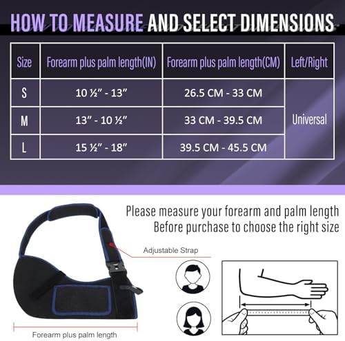 supregear Arm Sling Shoulder Immobilizer for Women Men, Comfortable Breathable Sling for Shoulder Injury, Rotator Cuff, Broken Dislocated Fracture Strain, Fit Left or Right Arm, Black + Dark Blue, M