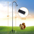 Ottsuls Bird Feeder Pole, 45 INCH Heavy Duty Shepherds Hooks for Outdoor with 5 Prong Base, Adjustable Stand Hanger for Garden Plant, Hummingbird Feeder, Lantern, Hanging Wedding Decor (2 Pack)