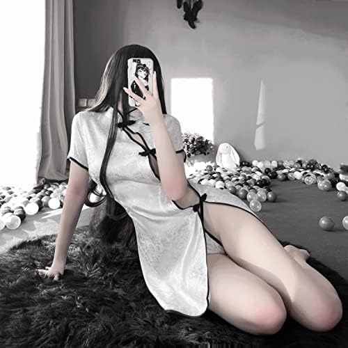 SINGUYUN Chinese Cheongsam Lingerie Retro Print Dress Sexy Anime Cosplay Costume for Women Qipao Babydoll Outfit