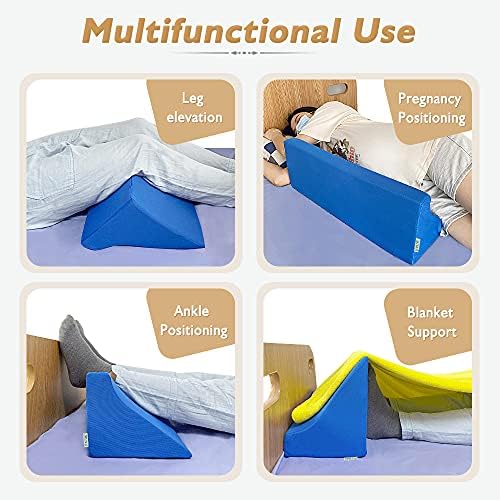 Bed Wedge Pillow for Sleeping Seniors Incline Triangle Pillow Adults Post Surgery Back Support Bedsore Pressure Relief Positioning Foam Medical Wedge Bedridden Patient Body Leg Support（23.6"）