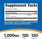 Nutricost L-Lysine 1000mg, 120 Tablets - Gluten Free, Non-GMO, and Vegetarian Friendly