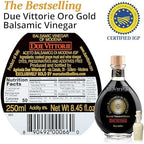 Due Vittorie Oro Gold, Barrel Aged Balsamic Vinegar of Modena IGP, All-Natural, Extra Dense Premium Vinegar Aceto Balsamico di Modena IGP Italy - 8.45fl oz / 250ml - Pack of 2