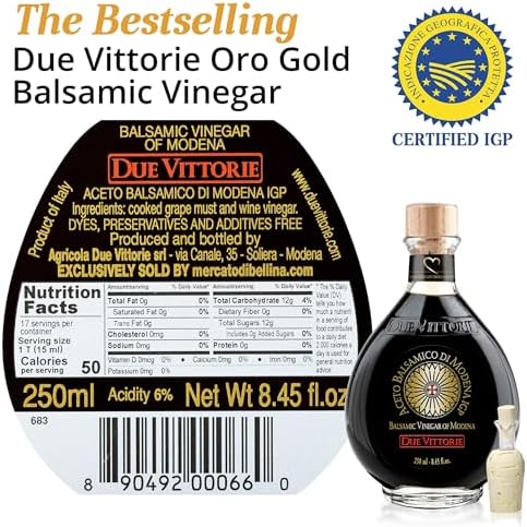 Due Vittorie Oro Gold Balsamic Vinegar of Modena. Highest score from The Consortium of Modena - 8.45fl oz / 250ml