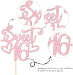 1 PCS Sweet 16 Cake Topper Cheers to 16 Years Old Teenager Cake Pick 16th Birthday Party Decorations for Sweet Sixteen Theme Happy 16th Birthday Party Cake Decorations Supplies Light Pink