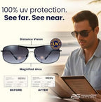 proSPORT Aviator Bifocal Sunglasses +1.50 Black Gunmetal Frame Smoke Lens Bifocal for Men and Women
