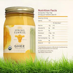 Spring Sunrise Organic Grass-Fed Ghee 16 oz, USDA Certified Clarified Butter, Keto & Paleo Friendly Cooking Oil, Non-GMO, Gluten & Casein Free, Sustainably Sourced