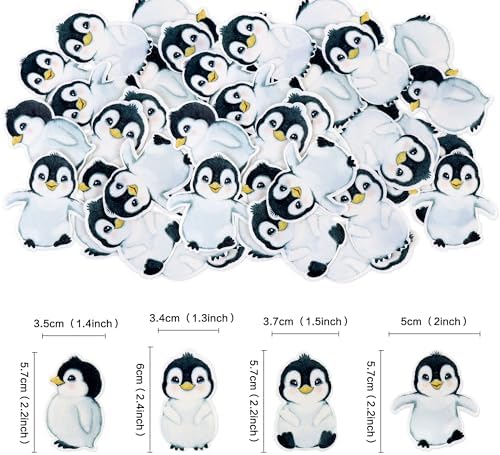 Ercadio 40 PCS Edible Penguin Baby Cupcake Toppers Cute Penguin Cake Picks Christmas Xmas Holiday New Year Holiday Winter Baby Shower Kids Birthday Party Supplies