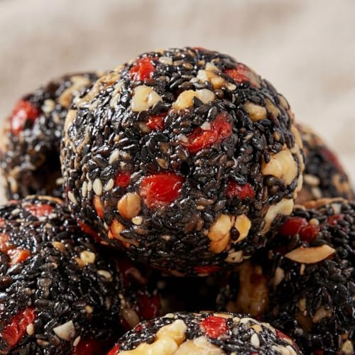 Date Goji Walnut Mulberry Black Sesame Balls| Red Dates, Goji Berries, Walnuts, Mulberries & Black Sesame, Natural Nourishing Snack, Vegan & Gluten-Free,200g