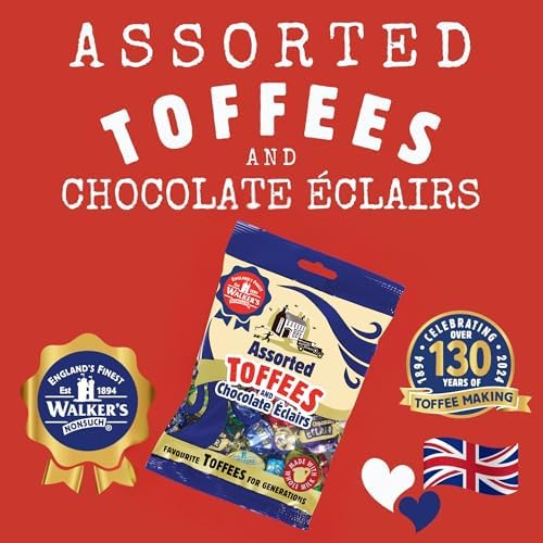 Walkers' Nonsuch Assorted English Toffees & Chocolate Éclairs – British Candy Mix with English Creamy Toffee, Milk & Dark Chocolate Covered, Banana Split & Eclairs – 5.29 Oz (Pack of 3)
