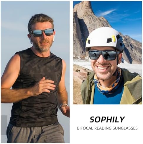 Bifocal Reading Sunglasses for Men Women, Casual Sport Wrap Around Sun Readers TR90/Rubber Arms UV400 Outdoor