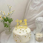 Rsstarxi 1 Pack Spanish Mi Bautizo Cake Topper Baptism Cake Decoration Cross First Holy Communion Cake Pick for Religious God Bless Boy Baptism Baby Shower Party Decoration Gold