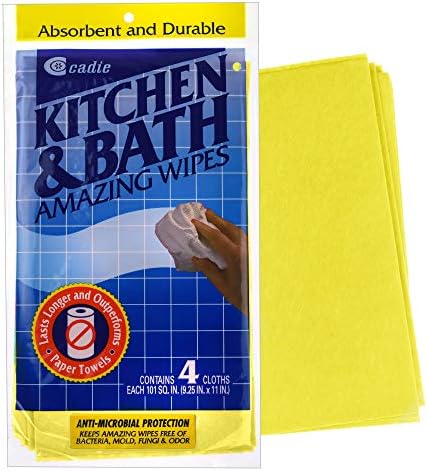 Cadie Kitchen and Bath Amazing Wipes - Absorbent and Reusable Cloth for Washing, Drying, Wiping in The Bathroom or Cuisine Surfaces | Cleaning Sink, Tiles, Bathtub, Walls, Mirror or Floors | 3-Pack