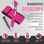 SURGICAL ONLINE Fiber Optic Mini Otoscope Rainbow Many Colors - Pocket Otoscope with Case ENT Diagnostic Set w/Extra Bulb Included (Magenta)