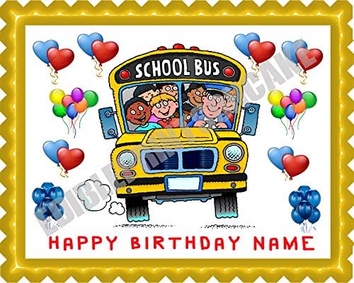 School Bus - Edible Cake Topper - 7.5" x 10" (1/4 sheet) rectangular