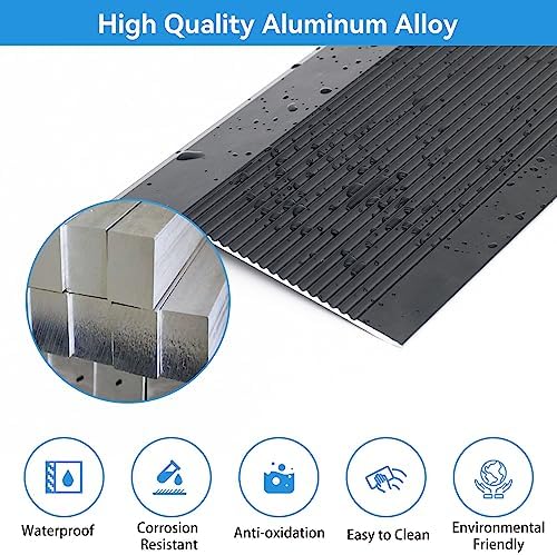Floor Transition Strip - Aluminum Transition Strips Threshold Ramps for Doorway Aluminum Floor Reducer Molding for Carpet/Entry Door/Tile/Threshold/Wheelchair (Black, 48''x4'')