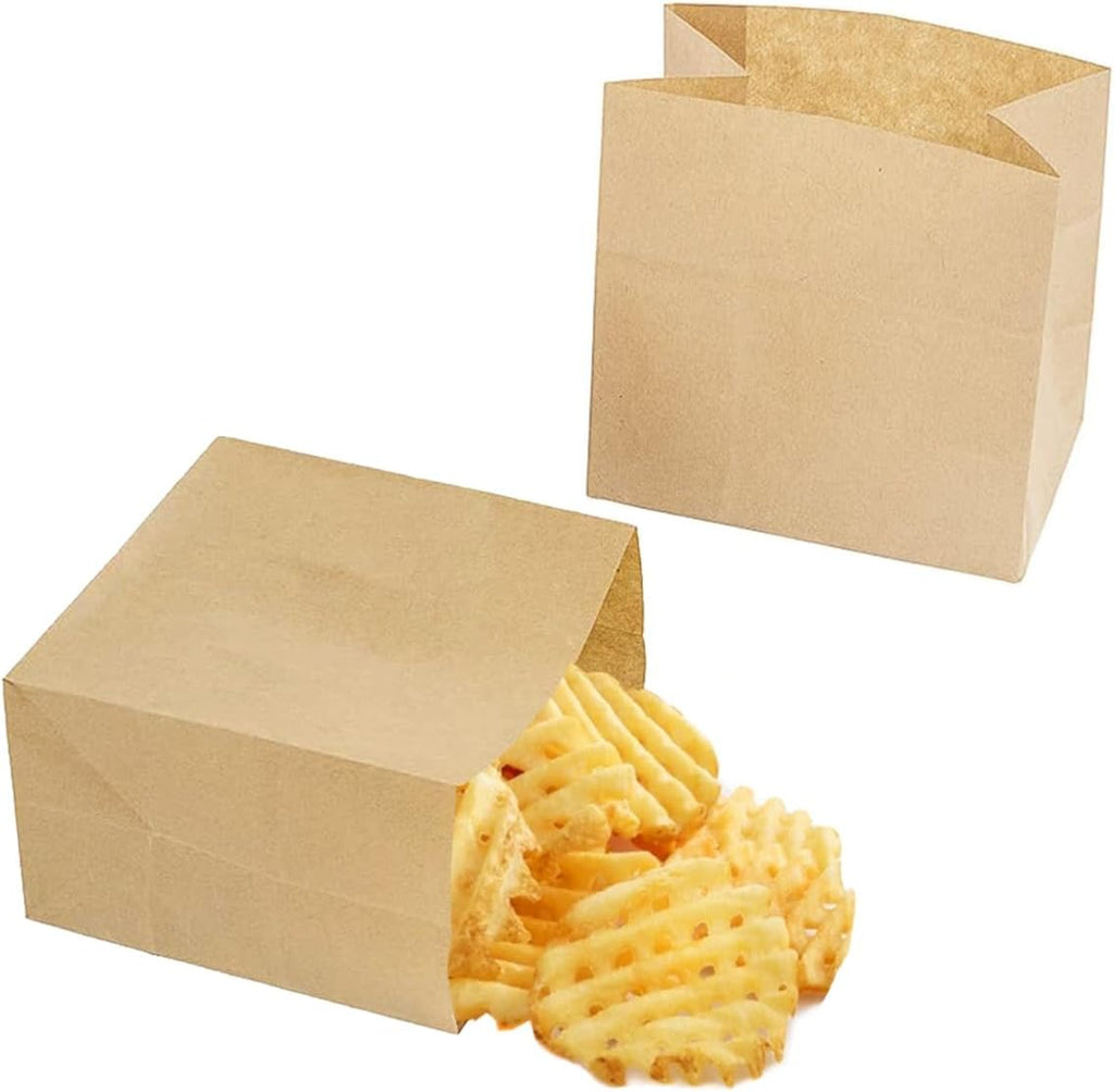 Small Brown Paper Bags for Snacks,50 Pack,Greaseproof Kraft Paper Bags,Recyclable,and Biodegradable,Mini Paper Wrappers For Popcorn,Cookies,Fries,Crafts,Gift Wrapping in Bulk (50Pack Brown)