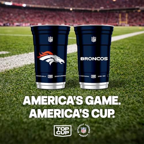 Top Cup NFL Denver Broncos 20 oz Reusable Aluminum Cups 20 Count | Officially Licensed, Durable, Reusable & Recyclable, Made in USA