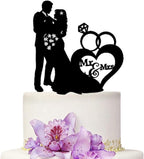 Mr And Mrs Wedding Cake Toppers Bride and Groom Black Color Acrylic Silhouette Wedding Party Engagement Decoration