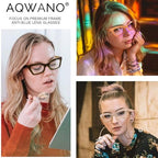 AQWANO Stylish Blue Light Reading Glasses for Women, Fashion Square Cat Eye Design Computer Readers Eyeglasses