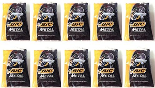 Bic Metal Quality Disposable Men's Shaving Razors, Best Single Blade, 10X10-count